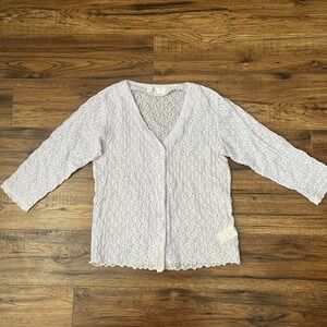 Y2K Lavender Purple Lace Cardigan Top Women Medium Coquette Delicate Fairycore